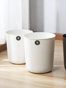 1pc Solid Color Simple Waste Bin - White - View 2