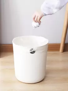 1pc Solid Color Simple Waste Bin - White - View 1