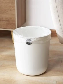 1pc Solid Color Simple Waste Bin - White - View 5