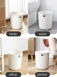 1pc Solid Color Simple Waste Bin - White - View 6