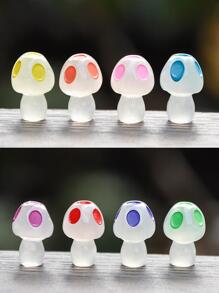 4pcs Random Color Mushroom Design Garden Decoration Craft, Glow In The Dark Ornament For Micro Landscape Decor