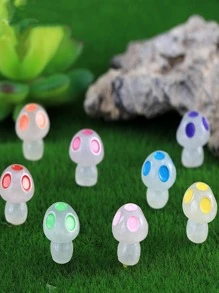 4pcs Random Color Mushroom Design Garden Decoration Craft, Glow In The Dark Ornament For Micro Landscape Decor