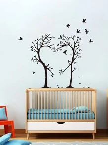 Decal Dán Tường Cây, Decal Dán Tường Nghệ Thuật Tự Dính PVC Màu Đen Cho Trang Trí Nhà - màu đen - Xem 3