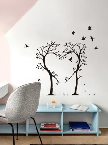 Decal Dán Tường Cây, Decal Dán Tường Nghệ Thuật Tự Dính PVC Màu Đen Cho Trang Trí Nhà - màu đen - Xem 2