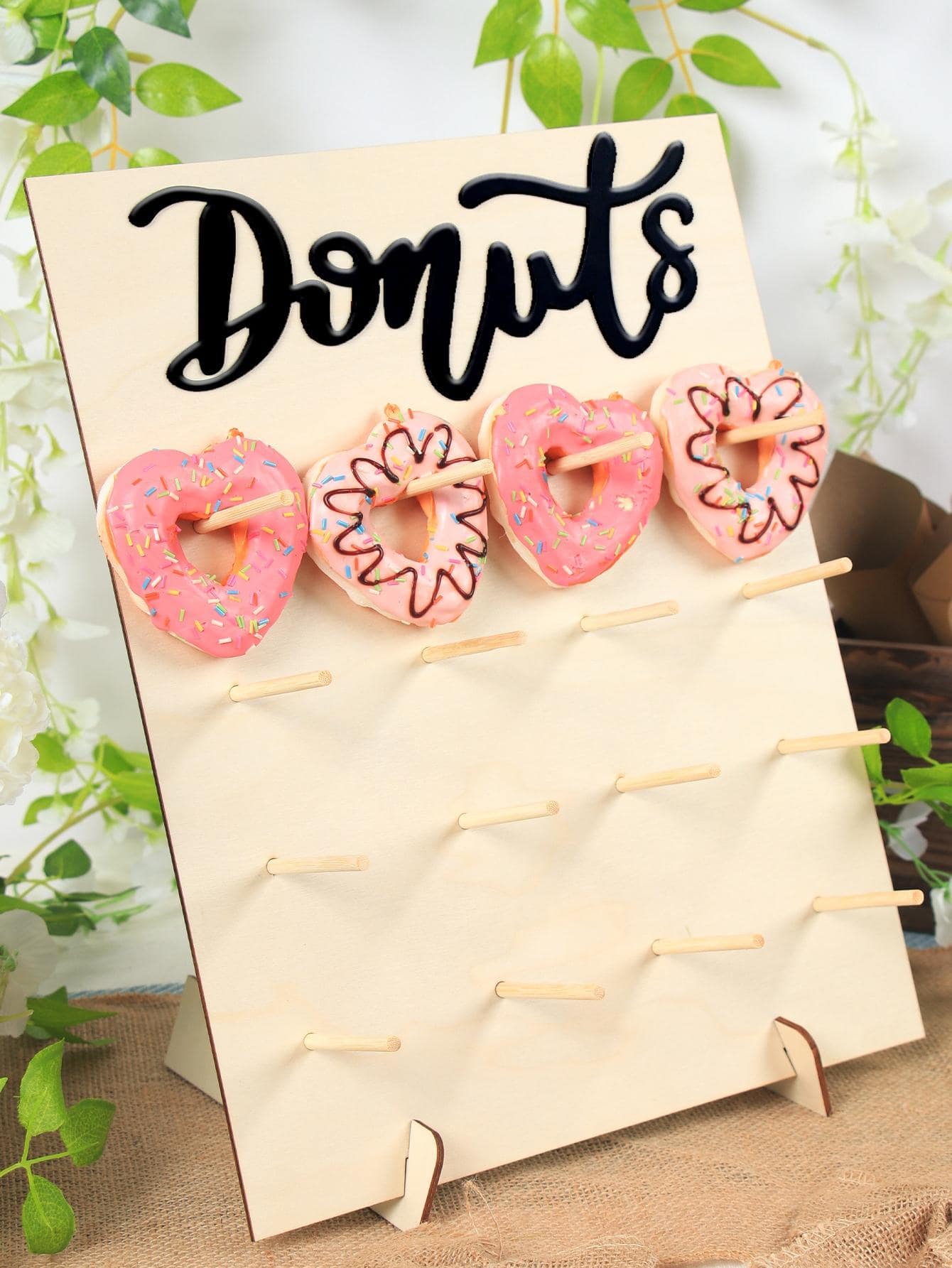 1set 16 Holes Donut Wooden Display Rack Household Donut Display Rack Party Food Placement Rack