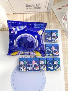 MOKA 10片裝卡通宇航員圖案橡皮擦學生用可愛便攜式橡皮擦兒童 - 藍色 - 查看 1