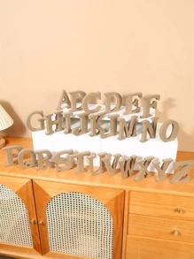 1pc Wooden Decoration Craft, Simple Letter Shaped Decoration Object For Home Decor - Brown - View 3