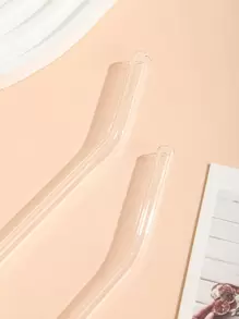 2 piezas simple transparente de vidrio portátil emocionante de paja para casa - transparente - Ver 1