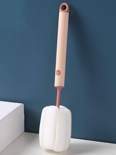 1入組粉色長柄可拆卸清潔刷PP便攜式多功能家用杯清潔刷