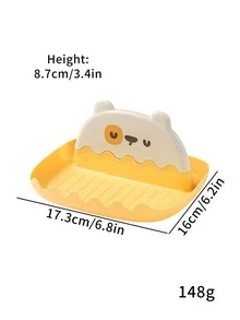 1pc Cute Bear Shaped Yellow Pot Lid Holder, PP Creative Spoon Rest For Kitchen - Yellow - View 3