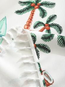 1入組防水樹印花流蘇裝飾桌布餐桌用現代滌綸桌布 - 彩色 - 查看 7