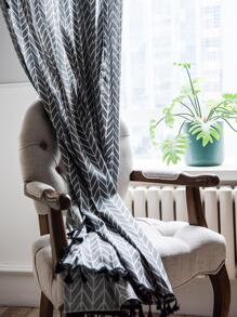 Rèm Cửa Sổ Đơn Họa Tiết Hình Học, Rèm Cửa Sổ Bằng Vải Trang Trí Tua Rua Hiện Đại, Cho Phòng Khách, Phòng Ngủ - Nhiều màu - Xem 3