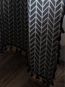 Rèm Cửa Sổ Đơn Họa Tiết Hình Học, Rèm Cửa Sổ Bằng Vải Trang Trí Tua Rua Hiện Đại, Cho Phòng Khách, Phòng Ngủ - Nhiều màu - Xem 5