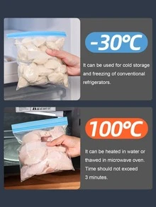 15 piezas/set Bolsa de almacenamiento de alimento cocina simple transparente para cocina - Azul - Ver 3