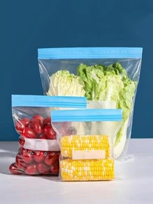 15 piezas/set Bolsa de almacenamiento de alimento cocina simple transparente para cocina - Azul - Ver 7