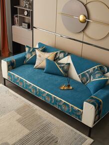1入組滌綸沙發巾現代樹葉刺繡沙發套沙發毯 - 藍色 - 查看 6