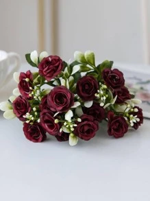 1朵人造玫瑰花束婚禮裝飾，適用於家中、餐廳、臥室、花瓶裝飾、節日生日派對用品、婚禮場景佈景裝飾、花卉、情人節禮物、新年DIY材料