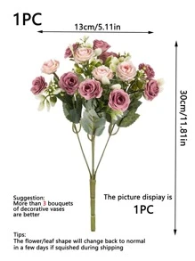 1 ramo de flores de rosa artificiales, adecuado para bodas, hogar, restaurante, dormitorio, decoración de jarrones, decoración de fiestas de cumpleaños, decoración de lugares de bodas, flores, regalo del Día de San Valentín, material DIY para Año Nuevo - Rosa Fucsia - Ver 6
