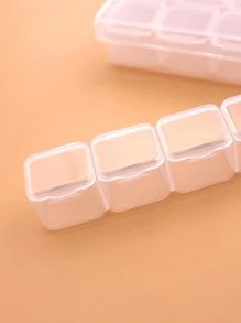 1入組塑料多格透明鑽石畫收納盒多用途指甲配件珠飾展示盒 - 白色 - 查看 3