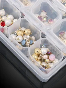 1入組塑料多格透明鑽石畫收納盒多用途指甲配件珠飾展示盒 - 白色 - 查看 6