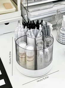 1pc Clear Stationery Storage Box, Simple Multi-grid Rotatable Desktop Pen Holder For Student, Office Stationery Storage - White - View 2