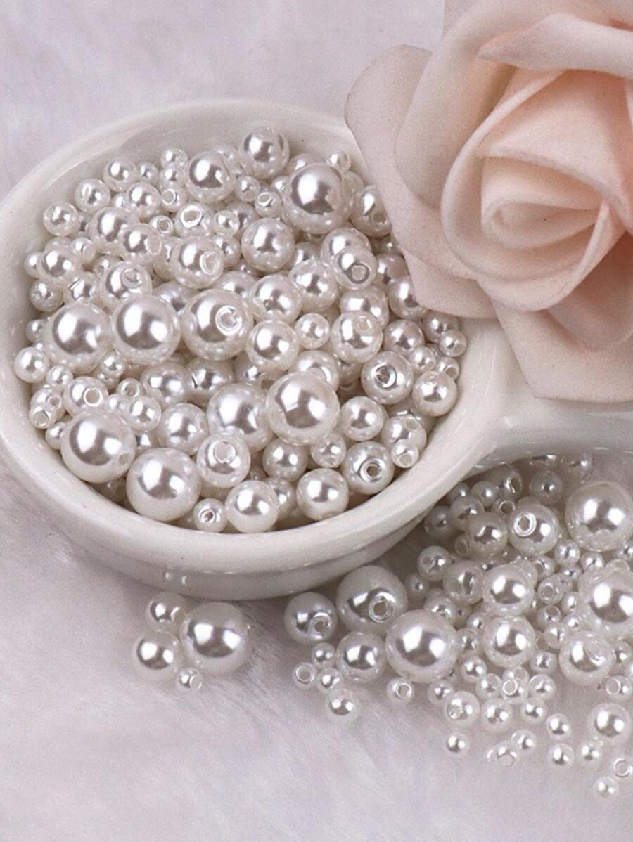 150pcs ABS Sewing Bead, Modern Solid Color Sewing Decoration For Home - White - View 1