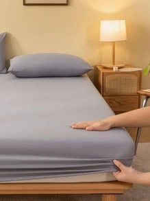 1 件亲肤透气纯色床笠，卧室用床上用品床垫套，粉色床上用品，白色床上用品，单人床尺寸，特大号床尺寸（不包括枕头和枕套） - 淺灰色 - 查看 1