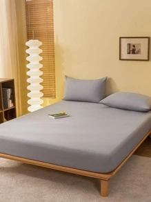 1 件亲肤透气纯色床笠，卧室用床上用品床垫套，粉色床上用品，白色床上用品，单人床尺寸，特大号床尺寸（不包括枕头和枕套） - 淺灰色 - 查看 3