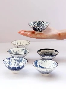 1 taza con patrón de flores, taza de té de porcelana azul de estilo chino, para regalo, hogar - Azul - Ver 2