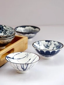 1 taza con patrón de flores, taza de té de porcelana azul de estilo chino, para regalo, hogar - Azul - Ver 6