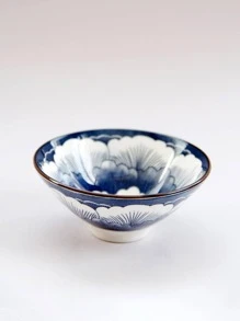1 taza con patrón de flores, taza de té de porcelana azul de estilo chino, para regalo, hogar - Azul - Ver 3