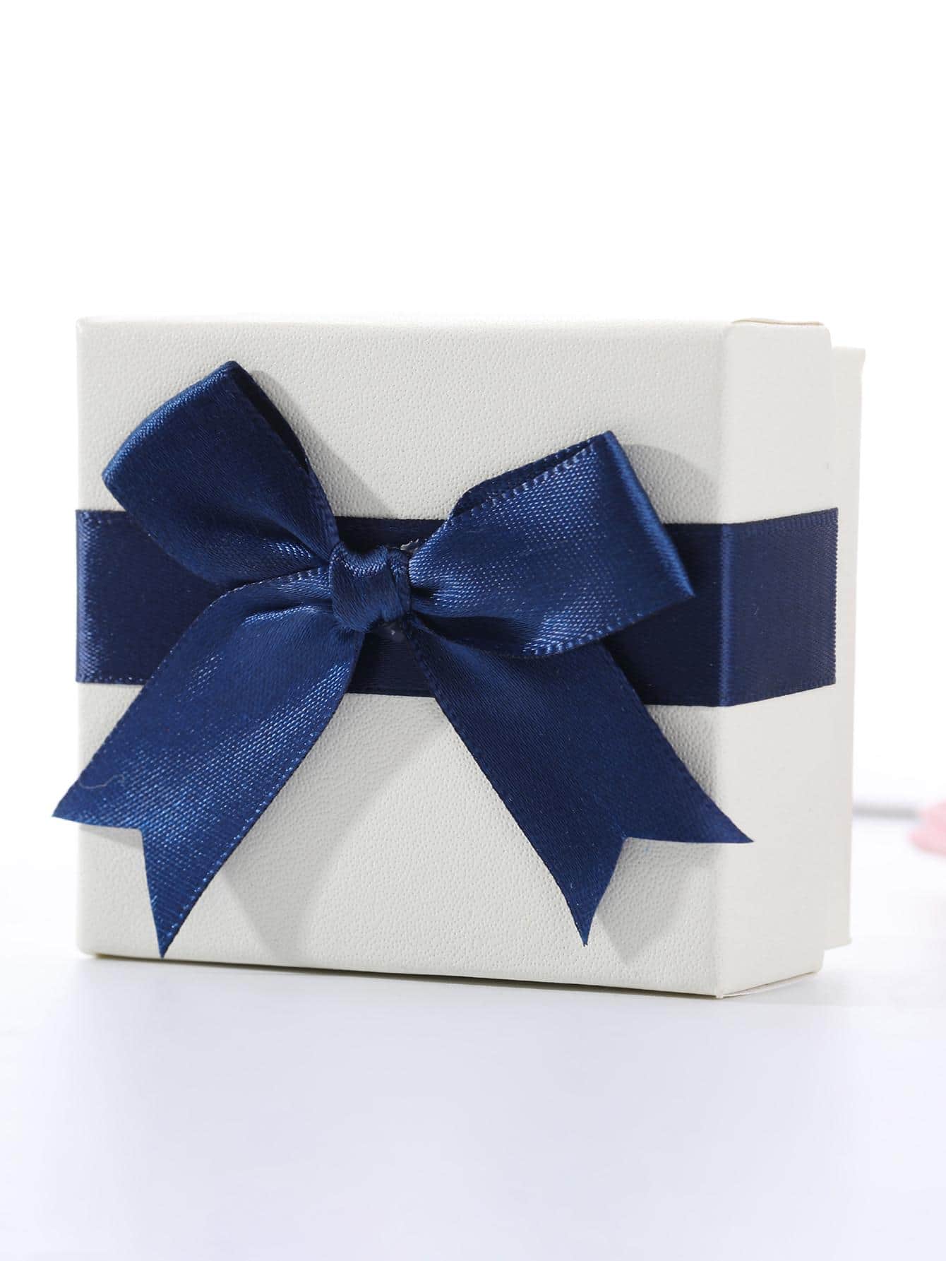 1pc Creative Blue Ribbon Bow Decor Gift Wrapping Box, Paper Gift Packaging Box For Party - Blue - View 1
