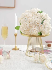 25 Piezas Rosas Artificiales Rojas con Tallos, Ramo de Boda de Flores Falsas Rosas Rojas de Tacto Real, Flores Artificiales de Espuma para Novia, DIY Ramo, Decoración de Hogar y Fiesta, Regalo para el Día de la Madre, Día de San Valentín