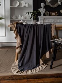 1入組雙色調桌布極簡主義面料荷葉邊裝飾餐桌罩 - 灰色 - 查看 4