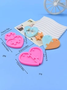 1入組可愛粉色的心形矽膠創意鑰匙圈模具適用於DIY - 粉色 - 查看 3