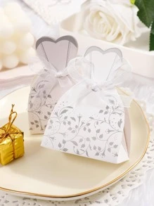 15入組創意白色婚紗洋裝形狀禮品包裝紙蝴蝶結裝飾禮品包裝盒適合派對 - 白色 - 查看 3