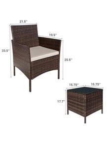 Furmax Polyethylene (PE) Wicker 2 - Person Seating Group With Cushions - 米色 - 查看 7