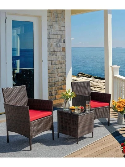 Furmax Polyethylene (PE) Wicker 2 - Person Seating Group With Cushions