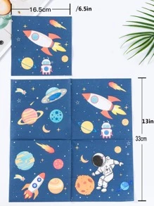 20pcs/Set Paper Disposable Napkin, Rocket & Astronaut Pattern Paper Dinner Napkin For Party,Christmas