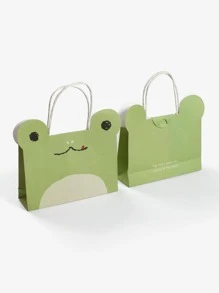 6pcs Cartoon Frog Design Gift Bag, Creative Paper Gift Bag For Home And Party - Green - View 3
