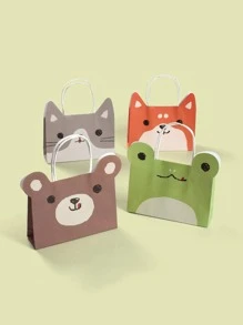 6pcs Cartoon Frog Design Gift Bag, Creative Paper Gift Bag For Home And Party - Green - View 5