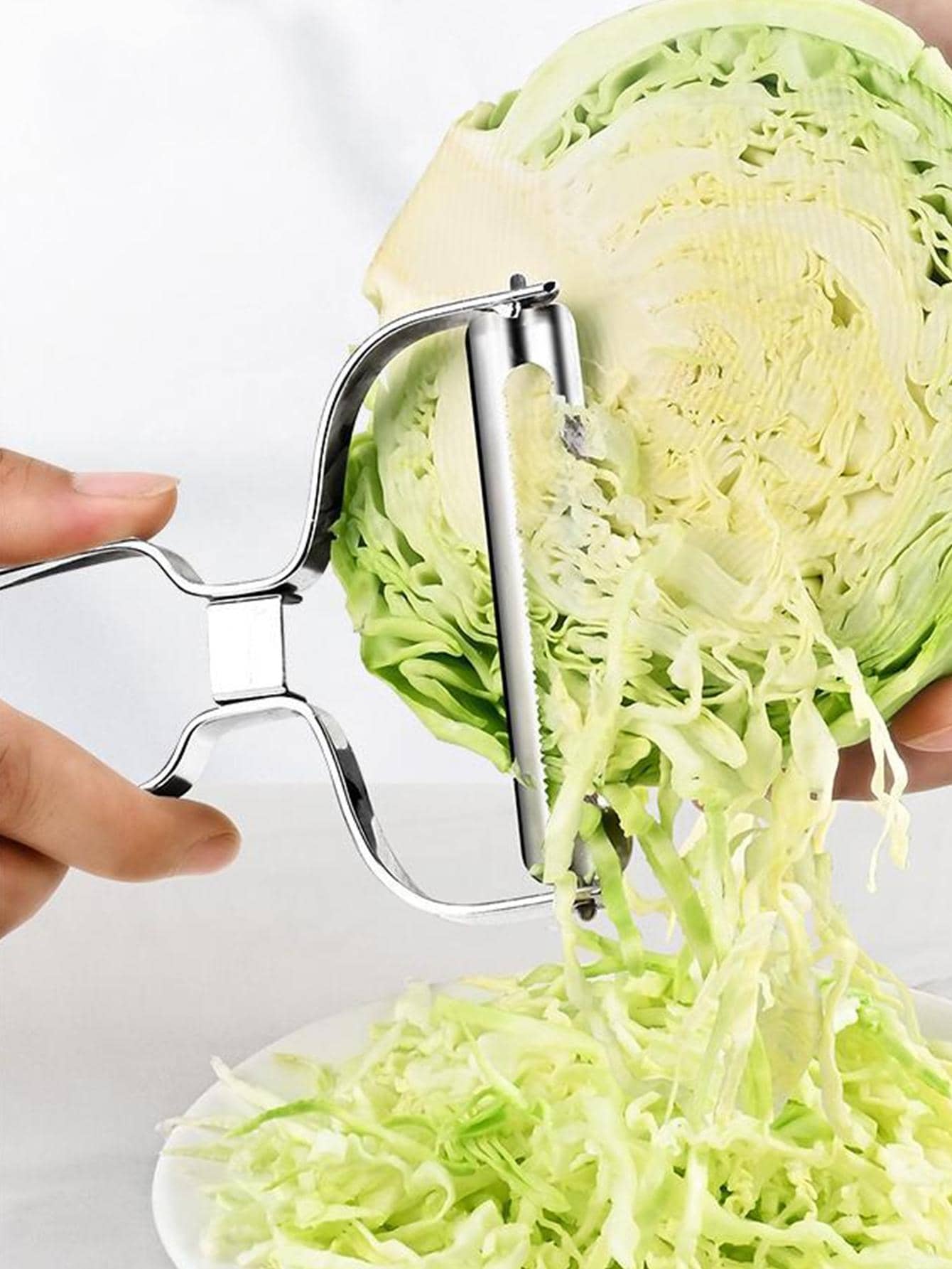 1 件大 15*9 公分（5.91 吋*3.62 吋）不鏽鋼水果和蔬菜削皮器高麗菜刨絲器,多功能廚房工具 - 銀色 - 查看 1