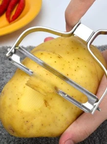 1 件大 15*9 公分（5.91 吋*3.62 吋）不鏽鋼水果和蔬菜削皮器高麗菜刨絲器,多功能廚房工具 - 銀色 - 查看 4