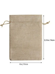 10pcs Linen Drawstring Gift Bags, Packaging Bags, Travel Organizers, Gift Pouches - Khaki - View 5