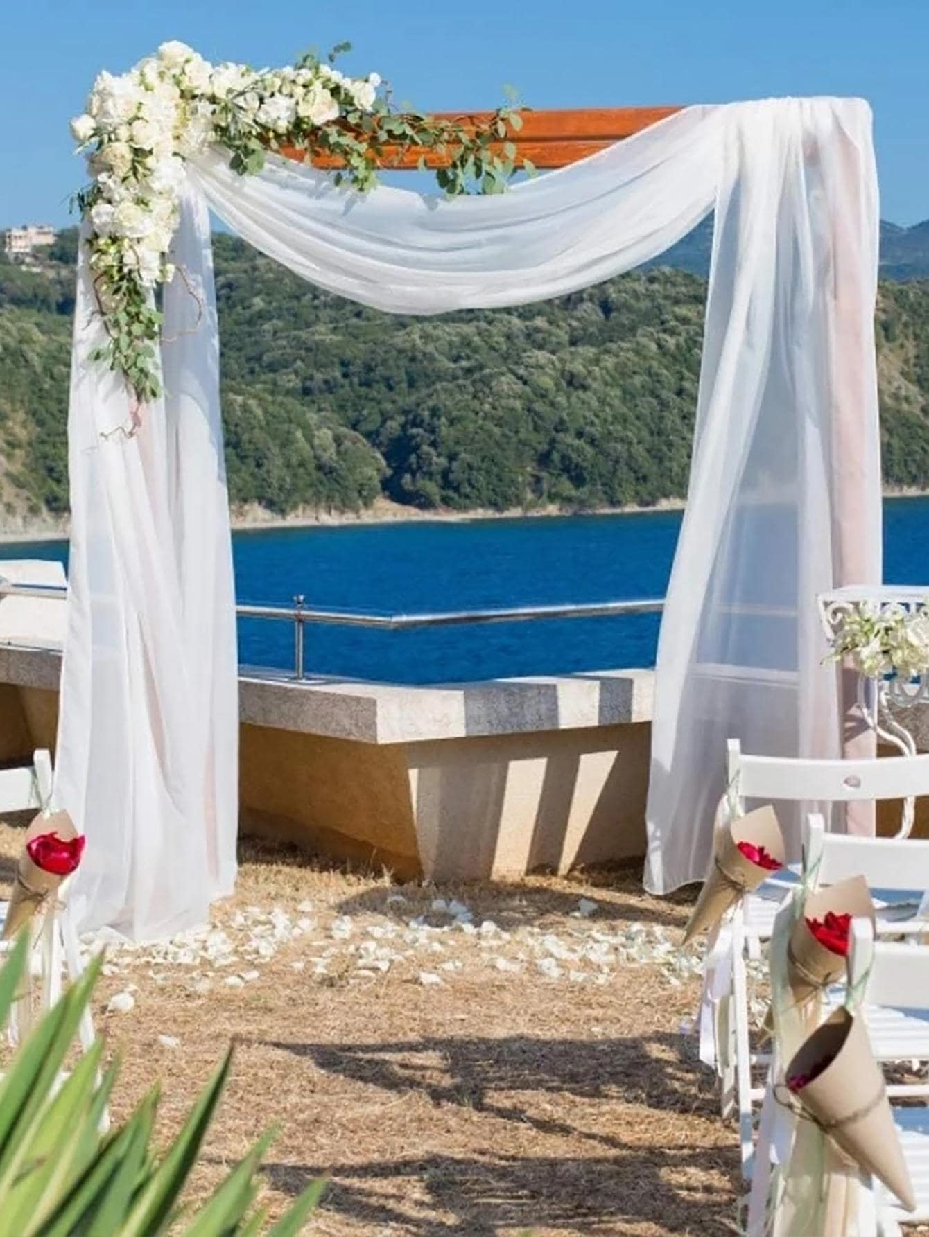 1pc White Wedding Arch Draping Fabric, Wedding Arch Drapes For Party - White - View 1