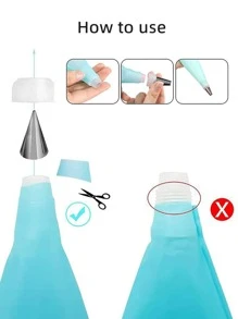 21pcs/set Stainless Steel Piping Nozzle & Pastry Bag - Blue - View 5