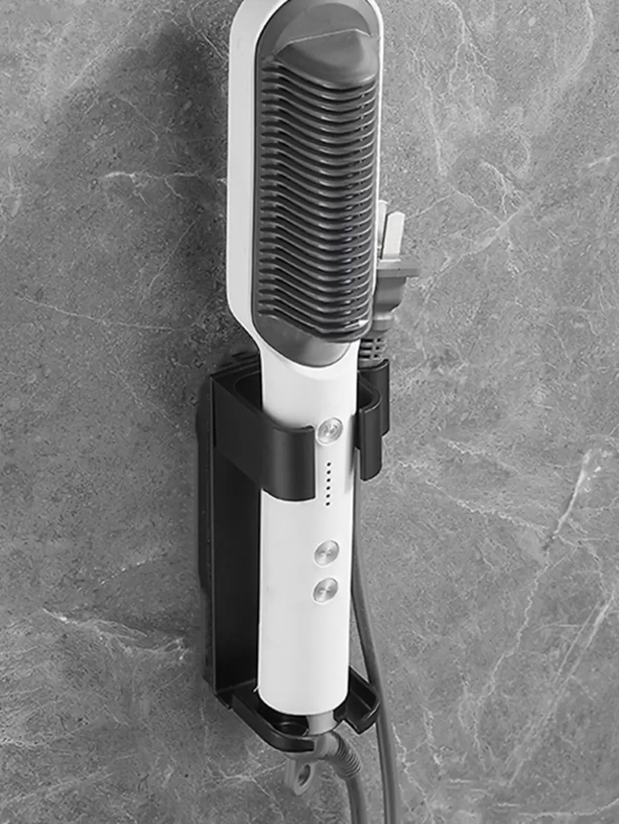 1 Máy Tính Nhựa Treo Tường Máy Uốn Tóc Có Giá Để Đồ, Tối Giản Đồng Màu Máy Uốn Tóc Lưu Trữ Giá Đỡ Cho Phòng Tắm - màu đen - Xem 1