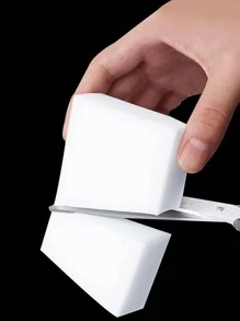 1 miếng bọt biển làm sạch màu trơn, miếng bọt biển làm sạch bát đĩa Carborundum đơn giản cho nhà bếp - trắng - Xem 4