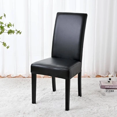 1pc Waterproof Stretch PU Chair Cover, Simple Solid Color Sofa Protector For Living Room & Bedroom, Suitable For Decorative Chairs In Dining Room, Party, Hotel
