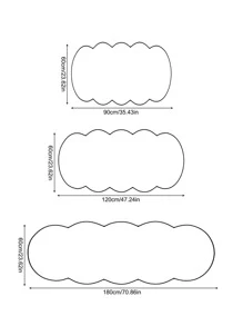 1入組雲形單色地毯，現代防滑亞克力地墊，適用於客廳、房間裝飾 - 白色 - 查看 2